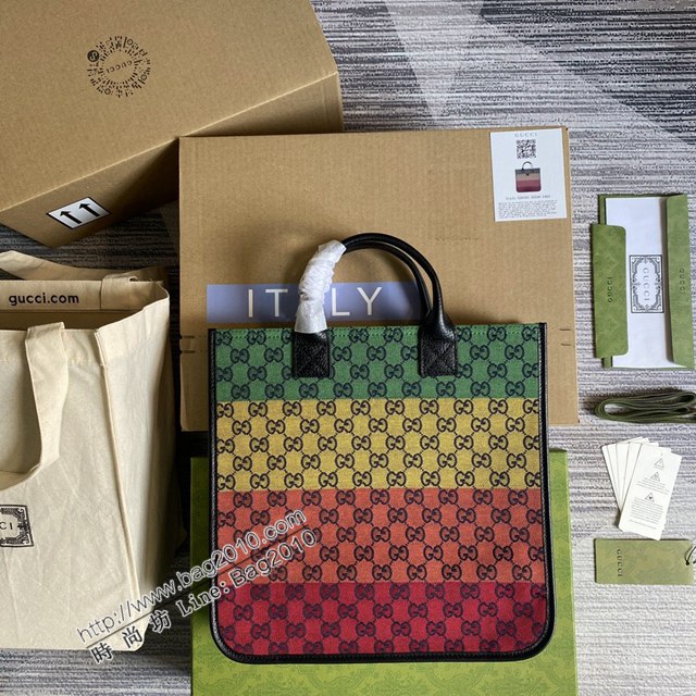 Gucci新款包包 古馳GG Multicolor系列托特包 Gucci經典GG鑽石菱紋圖案購物包 550763  ydg3232